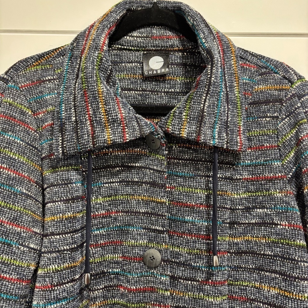 Chabra madę in Canada button closure multi colour jacket with pockets size S